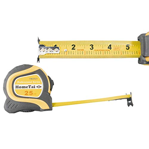 HomeTai Nylon Bond Blade Protection Tape Measure, Yellow Blade (60, 25 FT)