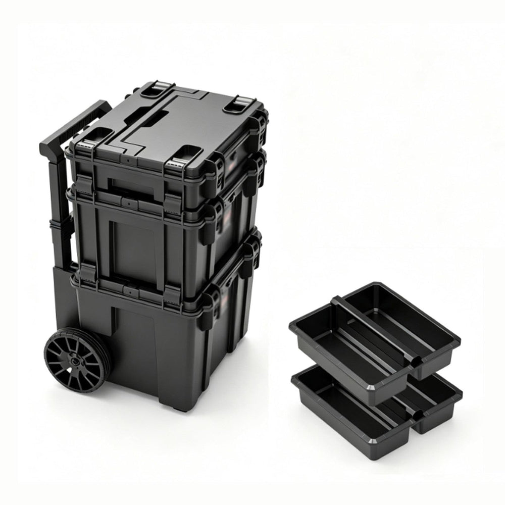 QLEAIARN Duty Modular Rolling Toolbox System, Plastic Toolbox with Handle