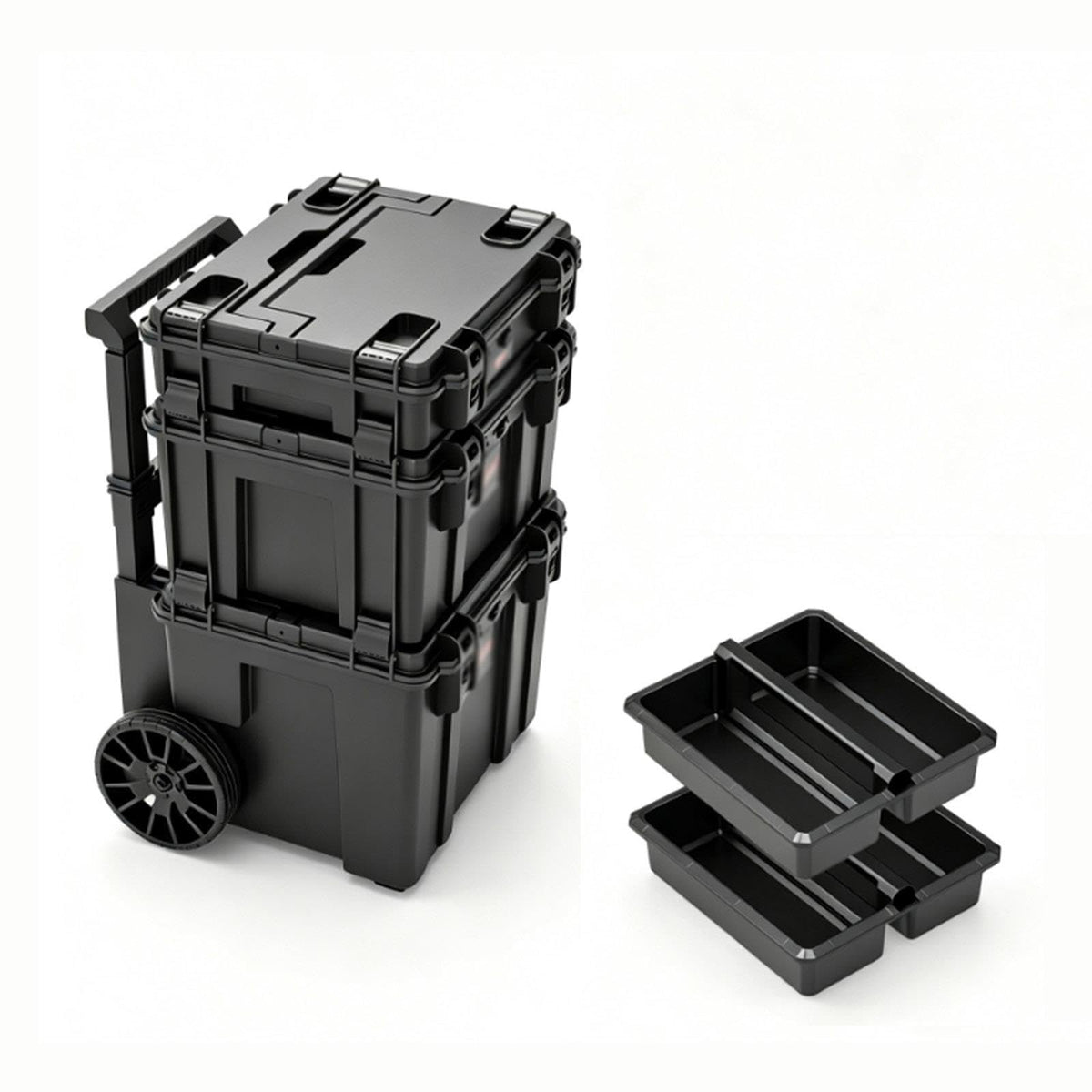 QLEAIARN Duty Modular Rolling Toolbox System, Plastic Toolbox with Handle