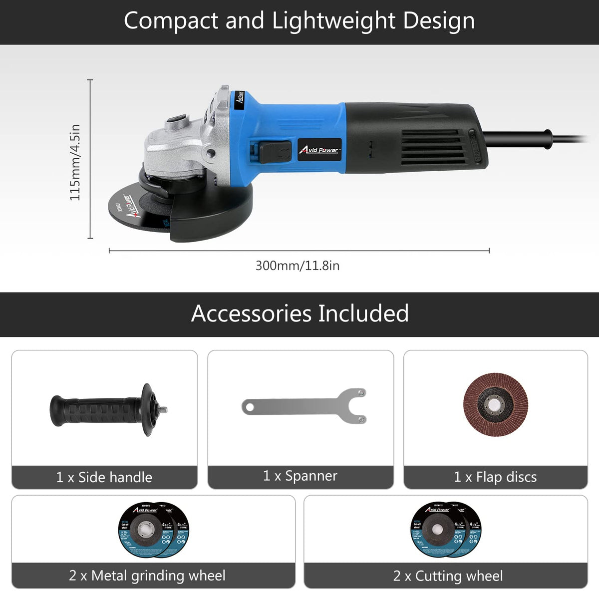 7.5A 4-1/2" Electric Angle Grinder Set