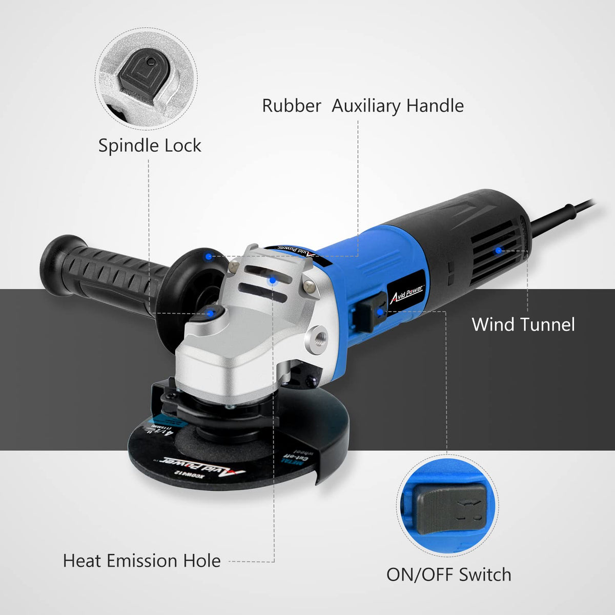 7.5A 4-1/2" Electric Angle Grinder Set