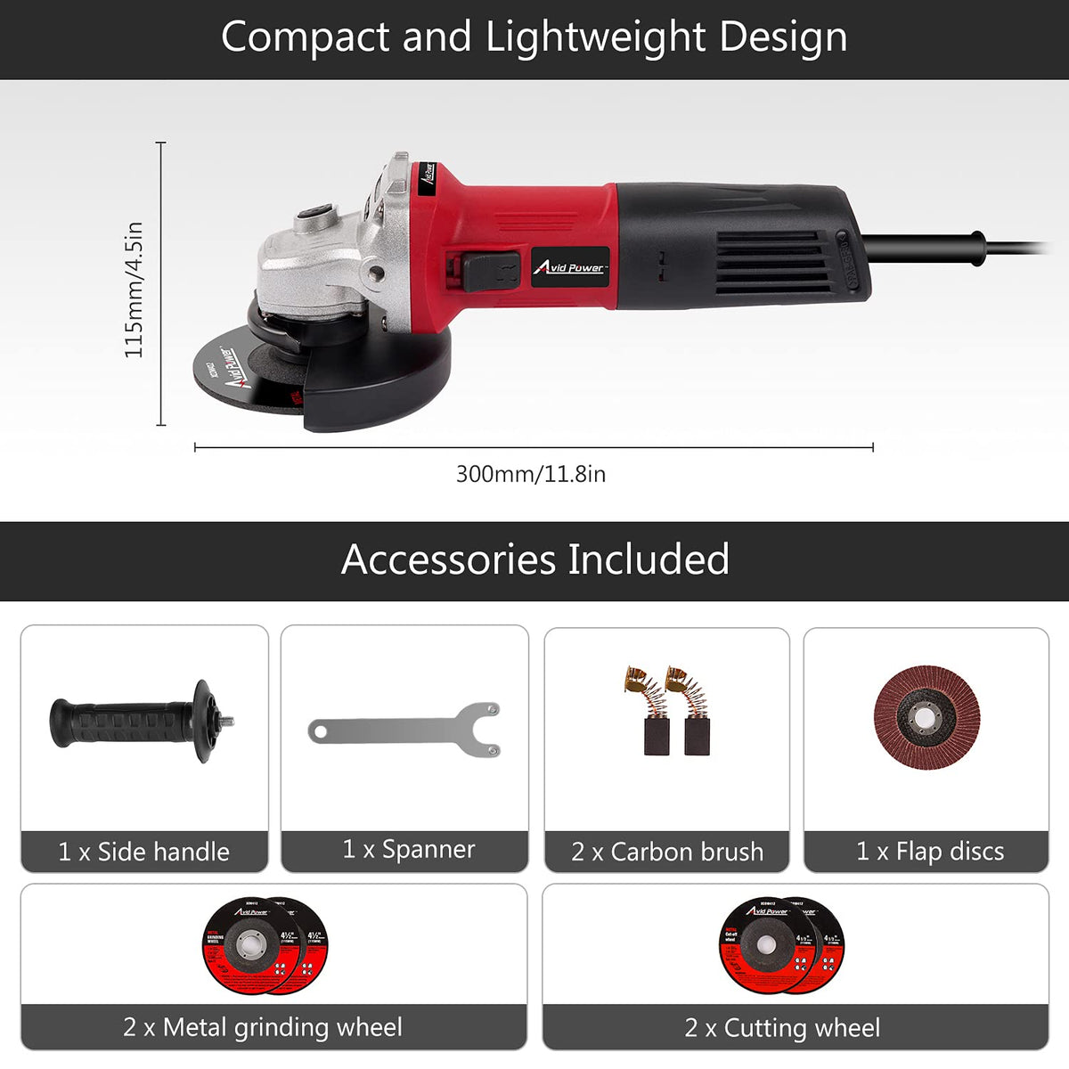 7.5A 4-1/2" Electric Angle Grinder Set