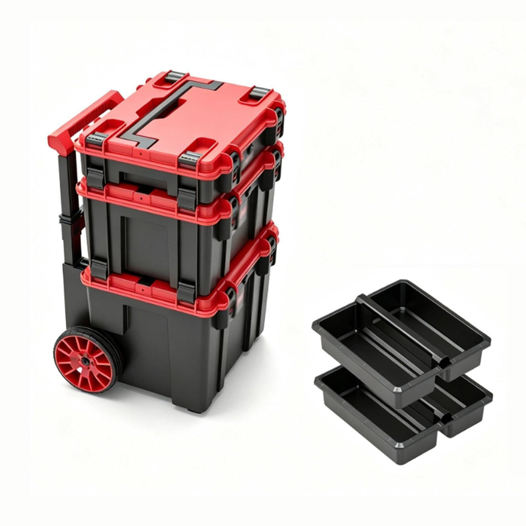 QLEAIARN Duty Modular Rolling Toolbox System, Plastic Toolbox with Handle