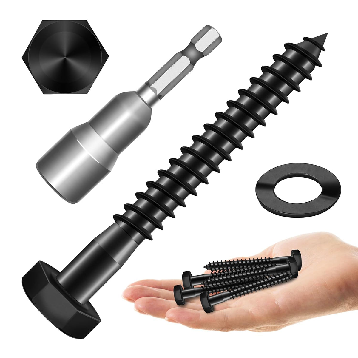 304 Stainless Steel Hex Head Lag Screws with Washers