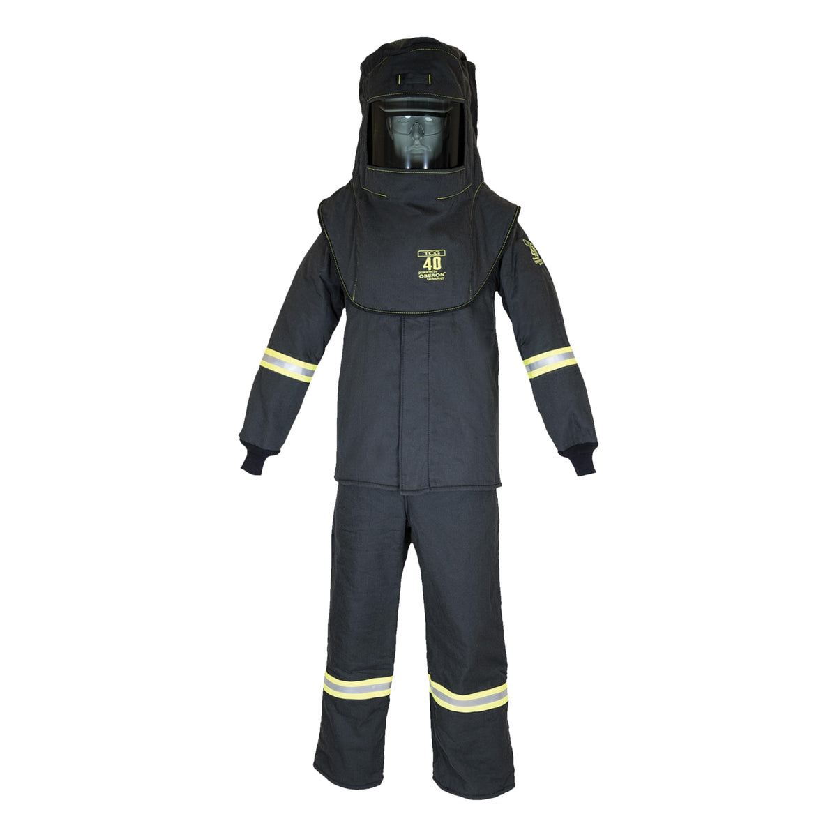 TCG40 Series Arc Flash Hood, Coat with Escape Strap, & Bib Suit Set with HVSL