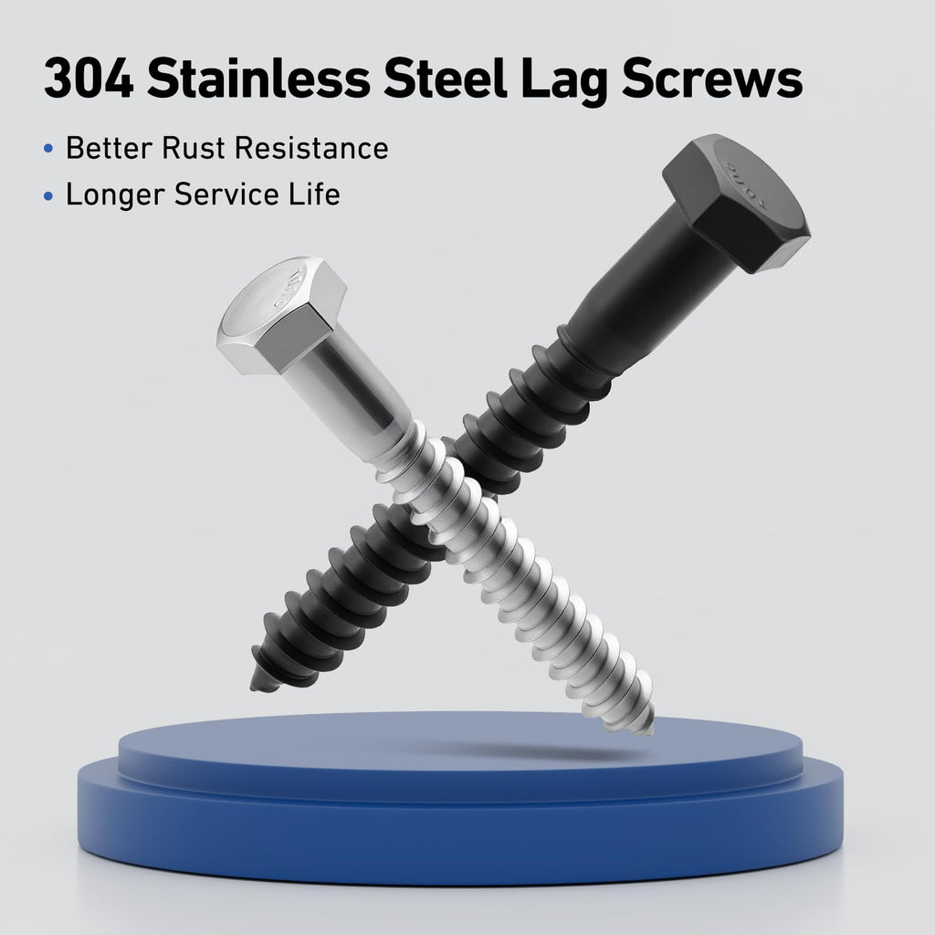 304 Stainless Steel Hex Head Lag Screws with Washers