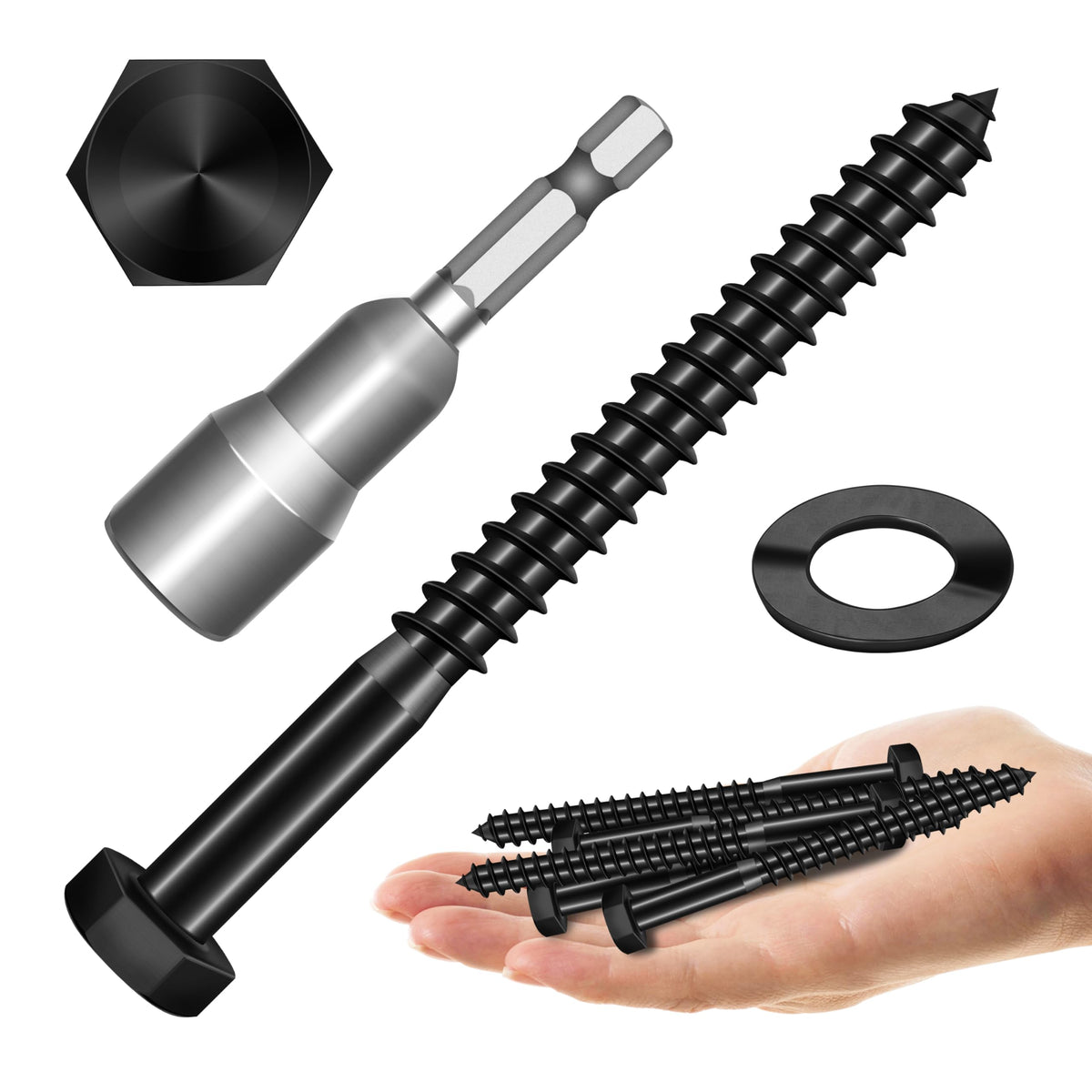 304 Stainless Steel Hex Head Lag Screws with Washers