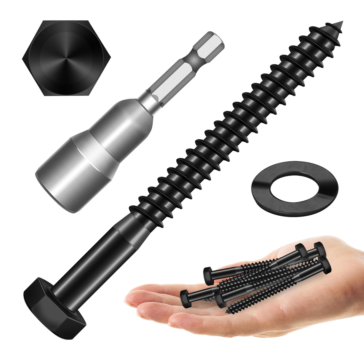 304 Stainless Steel Hex Head Lag Screws with Washers