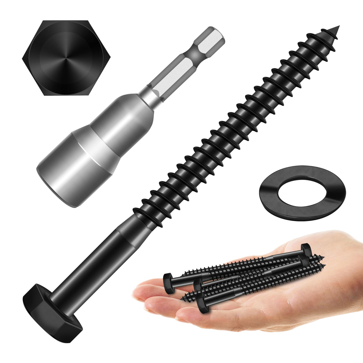 304 Stainless Steel Hex Head Lag Screws with Washers