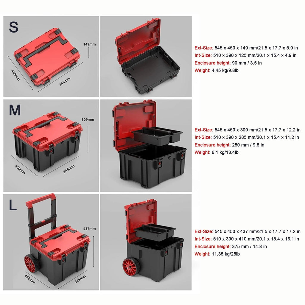 QLEAIARN Duty Modular Rolling Toolbox System, Plastic Toolbox with Handle
