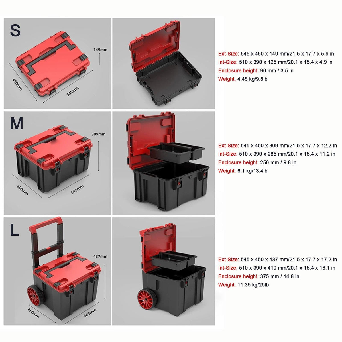 QLEAIARN Duty Modular Rolling Toolbox System, Plastic Toolbox with Handle