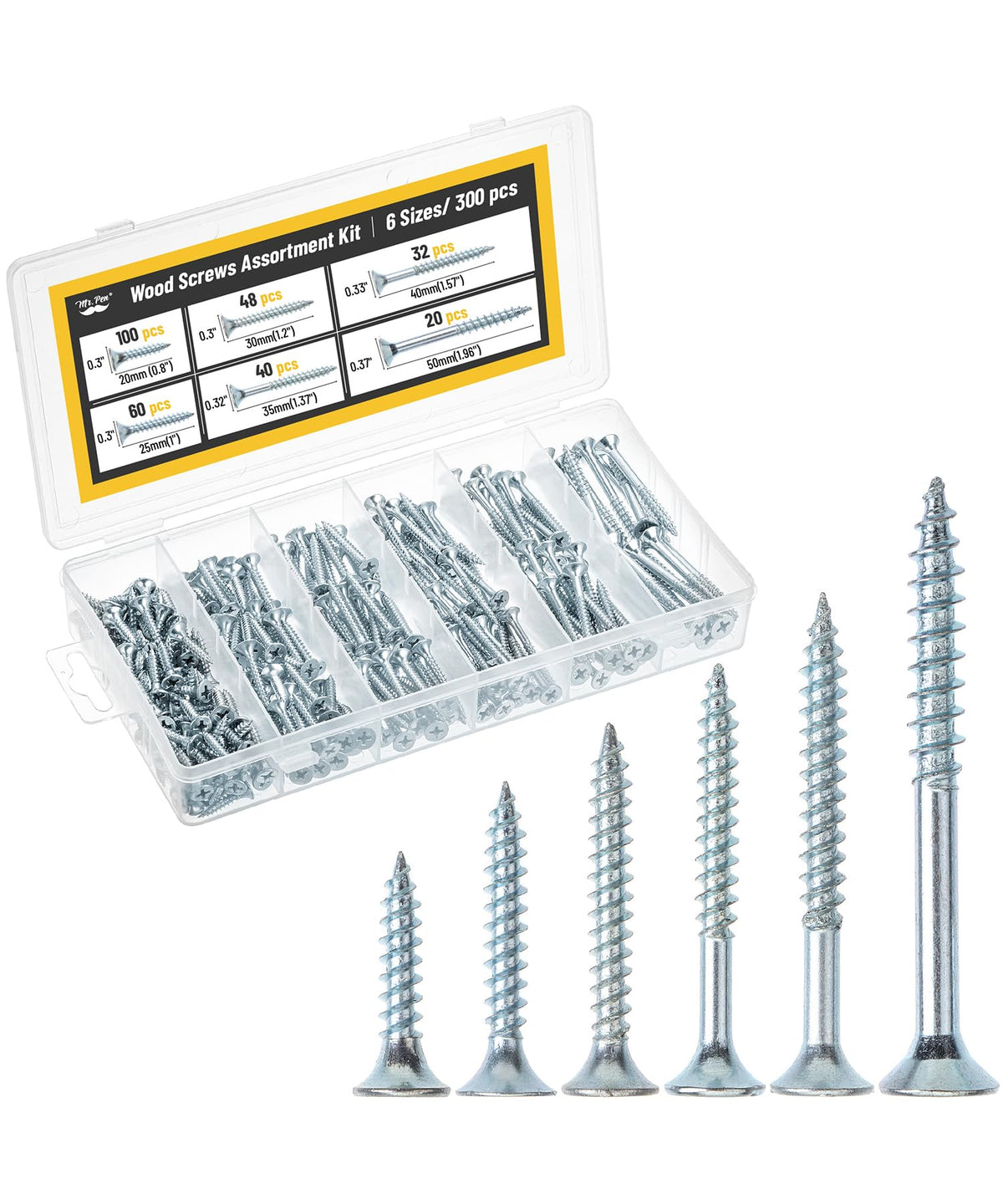 Mr. Pen- Wood Screws Assortment Kit, 152 pcs, Phillips Tips, Wood Screws