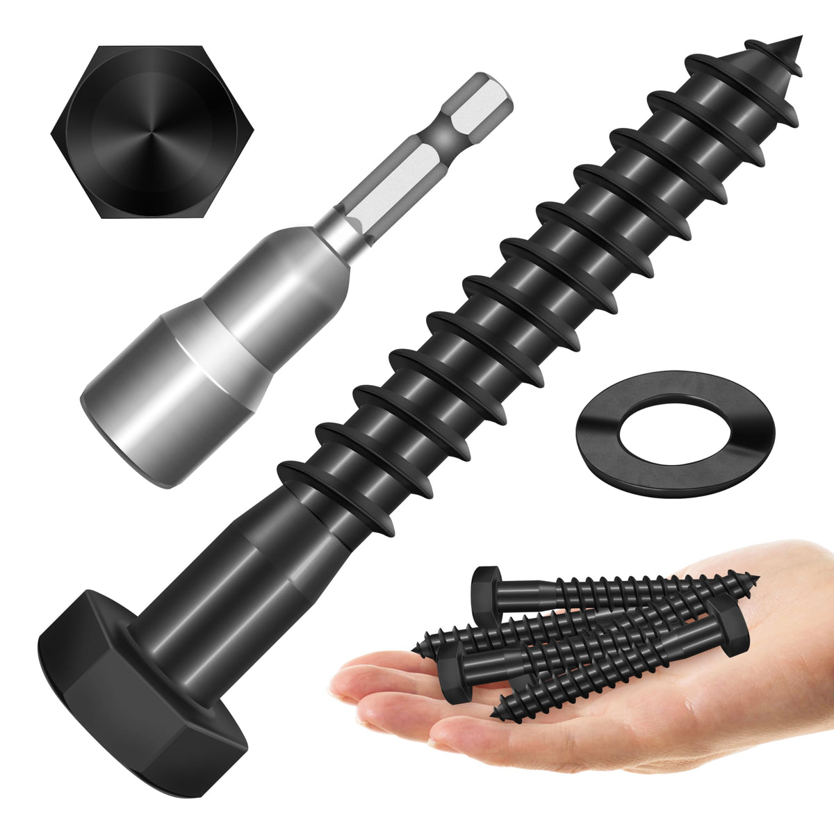 304 Stainless Steel Hex Head Lag Screws with Washers