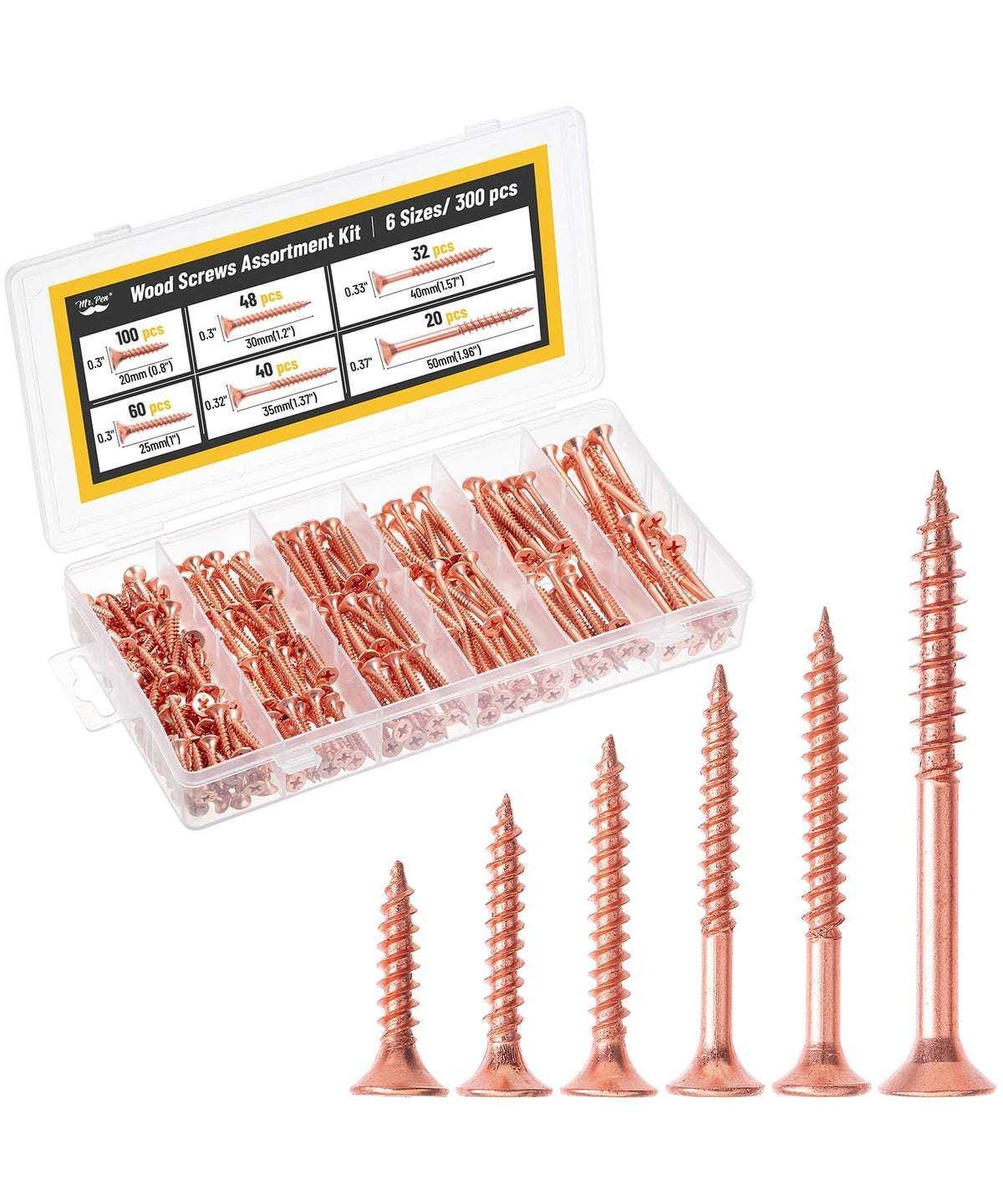Mr. Pen- Wood Screws Assortment Kit, 152 pcs, Phillips Tips, Wood Screws