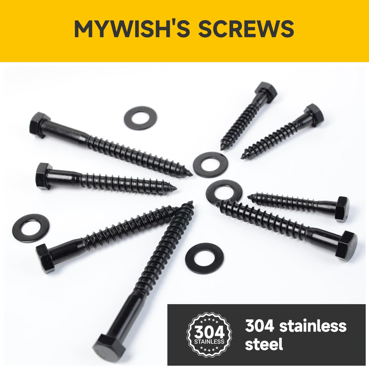 304 Stainless Steel Hex Head Lag Screws with Washers