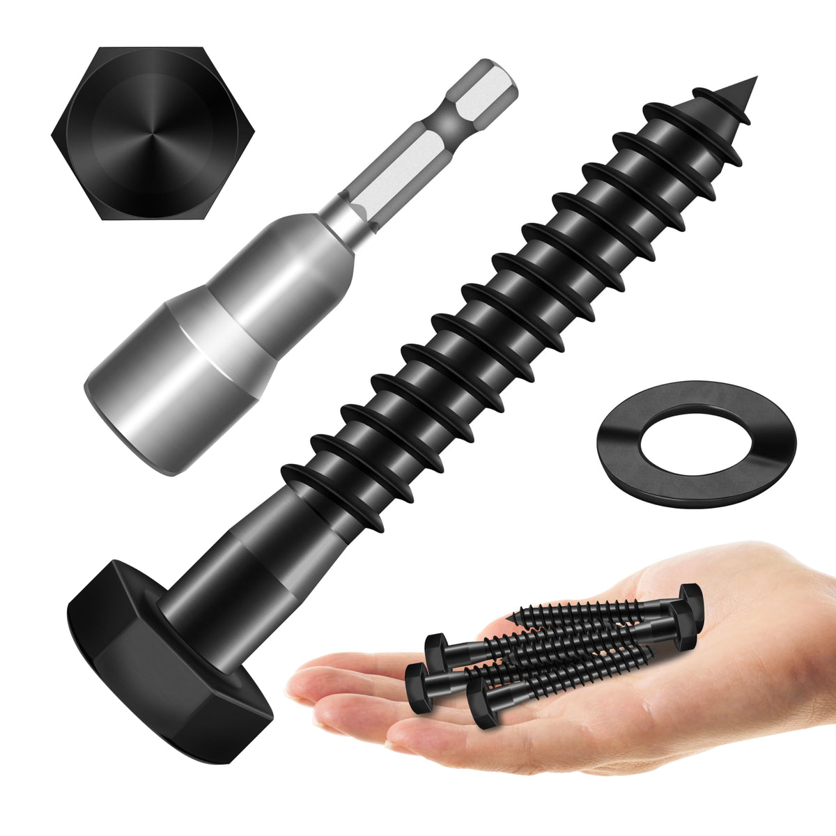 304 Stainless Steel Hex Head Lag Screws with Washers