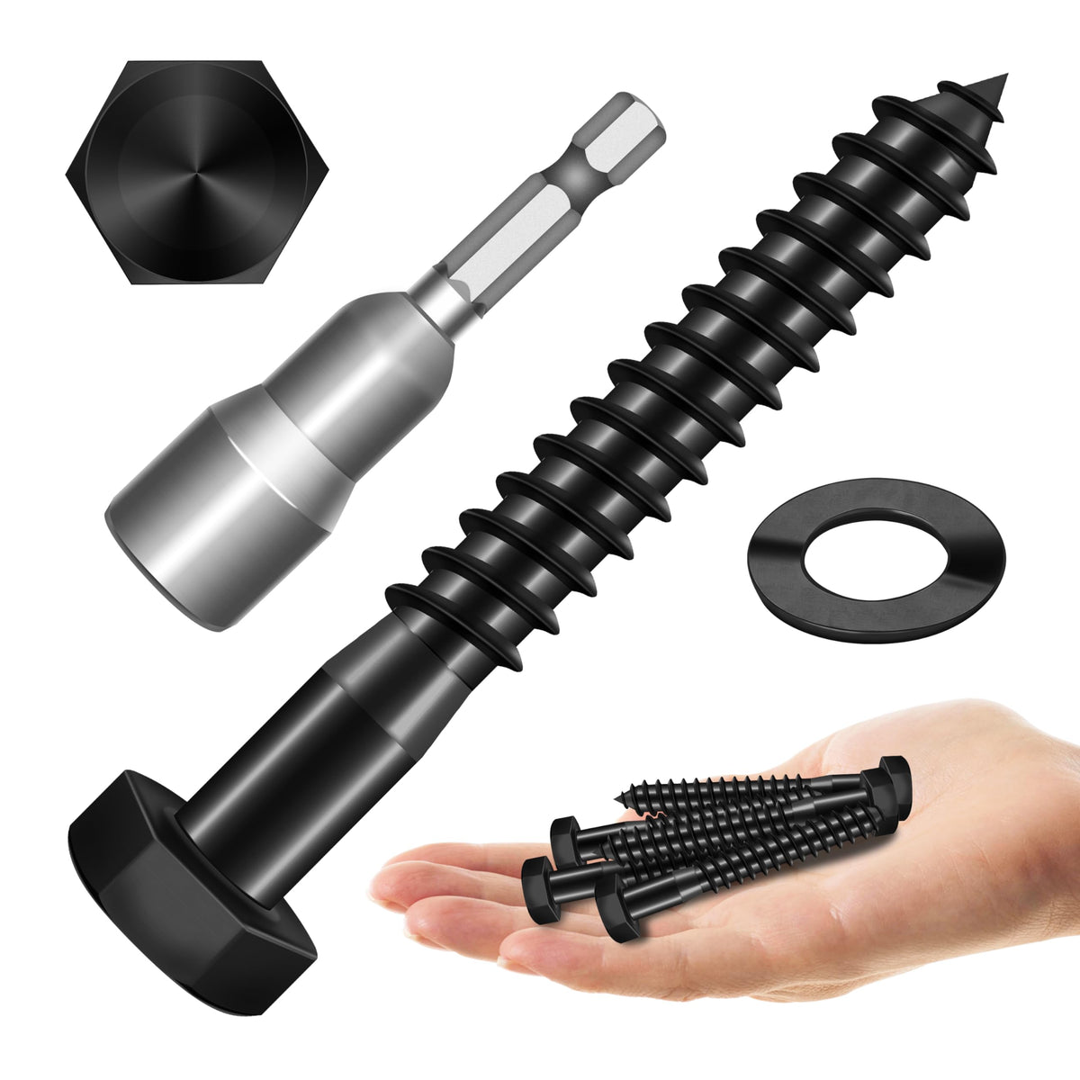 304 Stainless Steel Hex Head Lag Screws with Washers