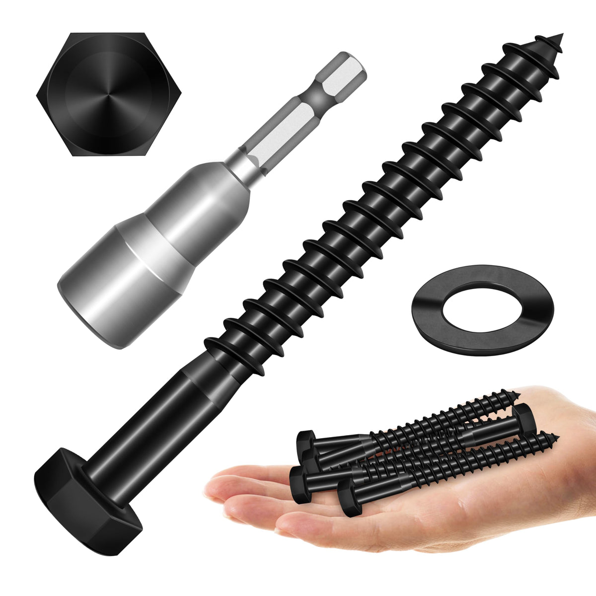 304 Stainless Steel Hex Head Lag Screws with Washers