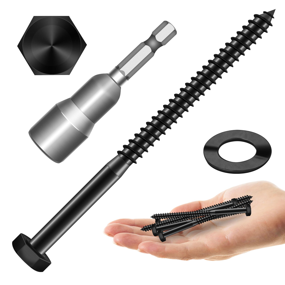 304 Stainless Steel Hex Head Lag Screws with Washers