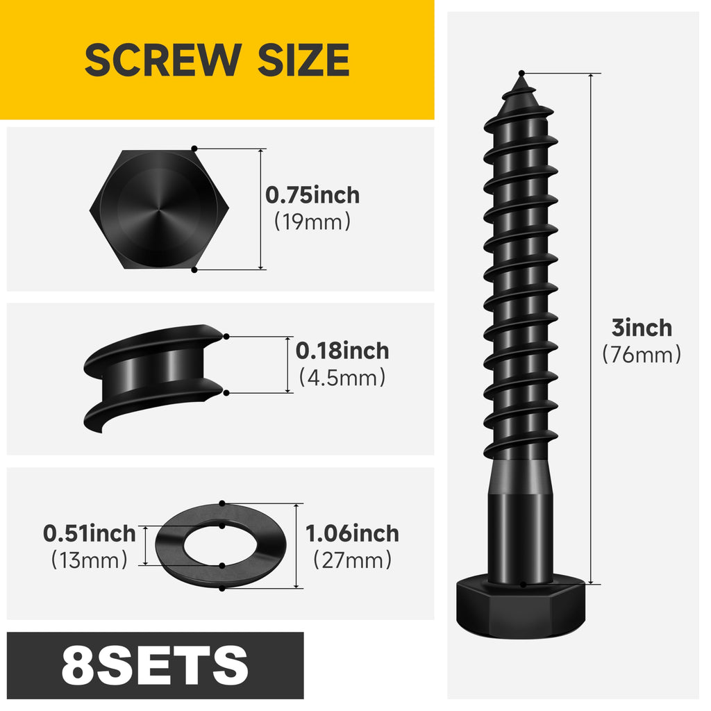 304 Stainless Steel Hex Head Lag Screws with Washers