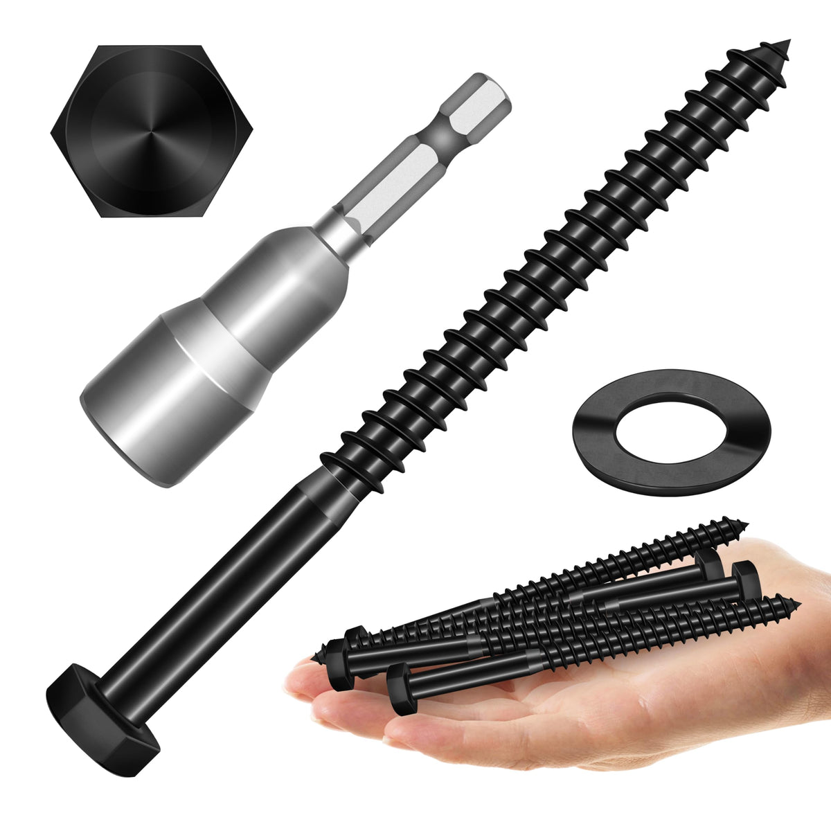 304 Stainless Steel Hex Head Lag Screws with Washers
