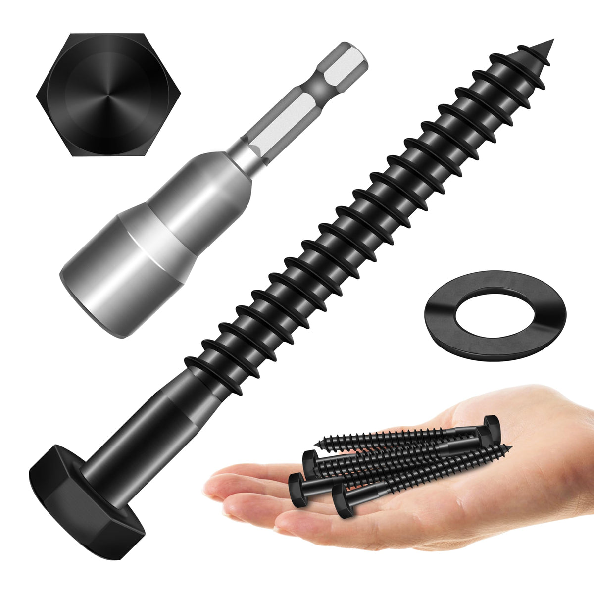 304 Stainless Steel Hex Head Lag Screws with Washers
