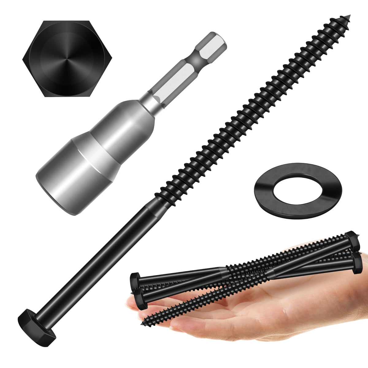304 Stainless Steel Hex Head Lag Screws with Washers