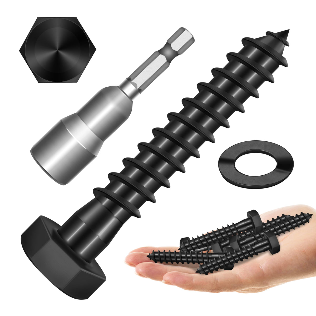 304 Stainless Steel Hex Head Lag Screws with Washers