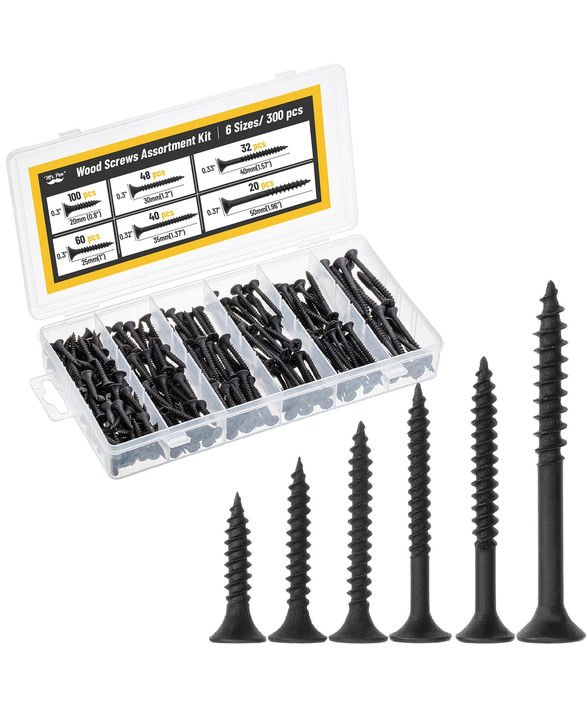 Mr. Pen- Wood Screws Assortment Kit, 152 pcs, Phillips Tips, Wood Screws