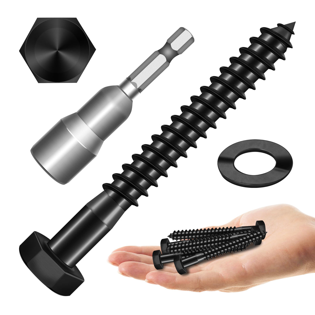 304 Stainless Steel Hex Head Lag Screws with Washers