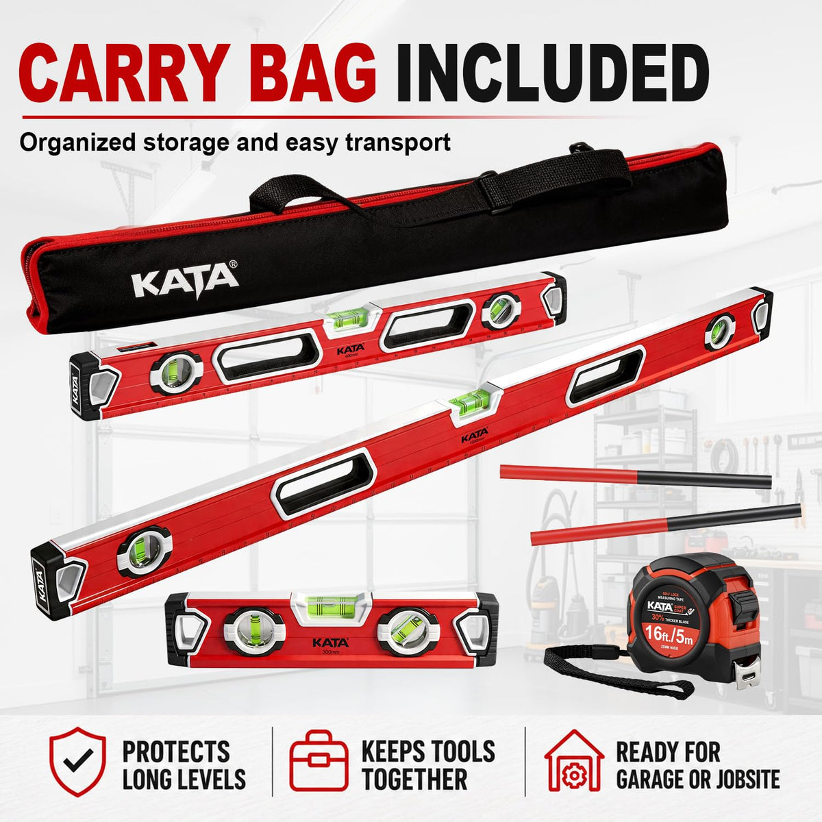 Magnetic Spirit Level Set with Carrying Bag