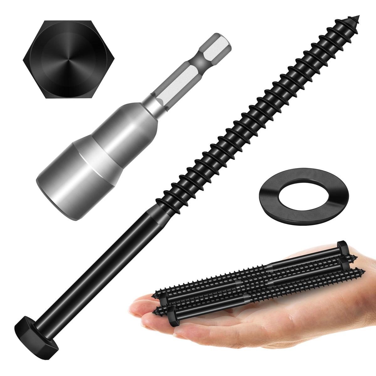 304 Stainless Steel Hex Head Lag Screws with Washers