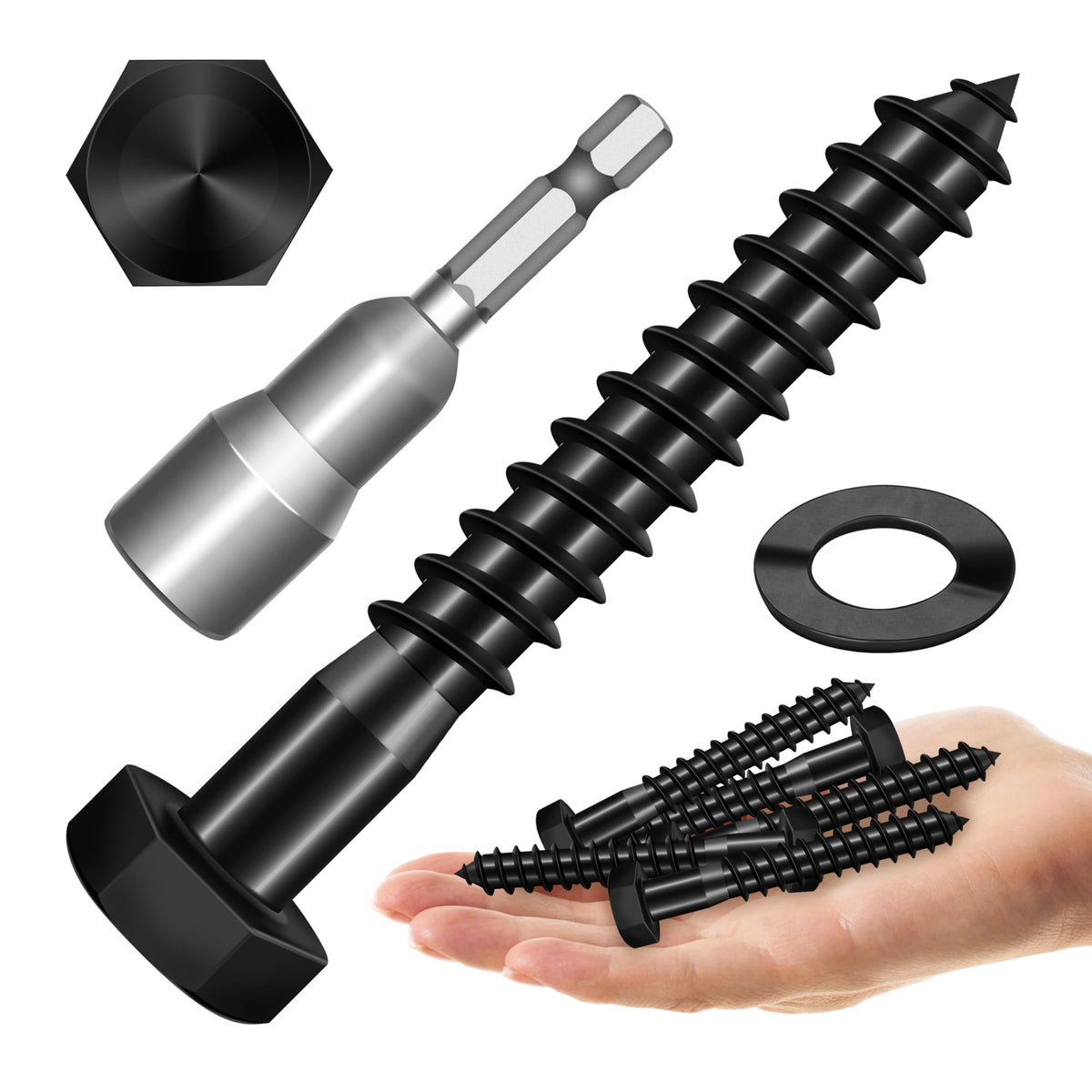 304 Stainless Steel Hex Head Lag Screws with Washers