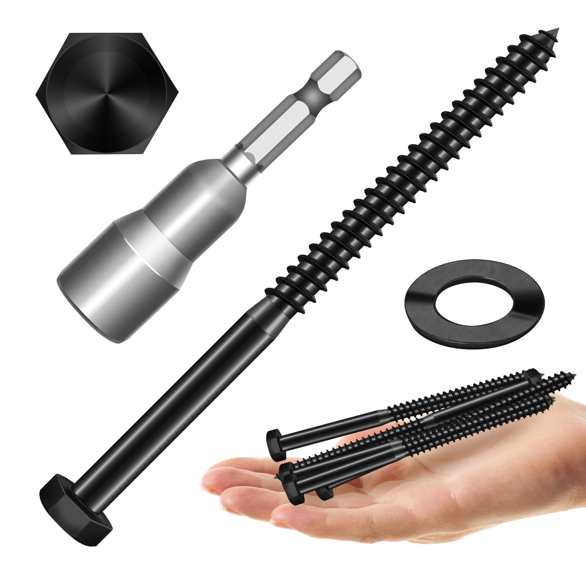 304 Stainless Steel Hex Head Lag Screws with Washers