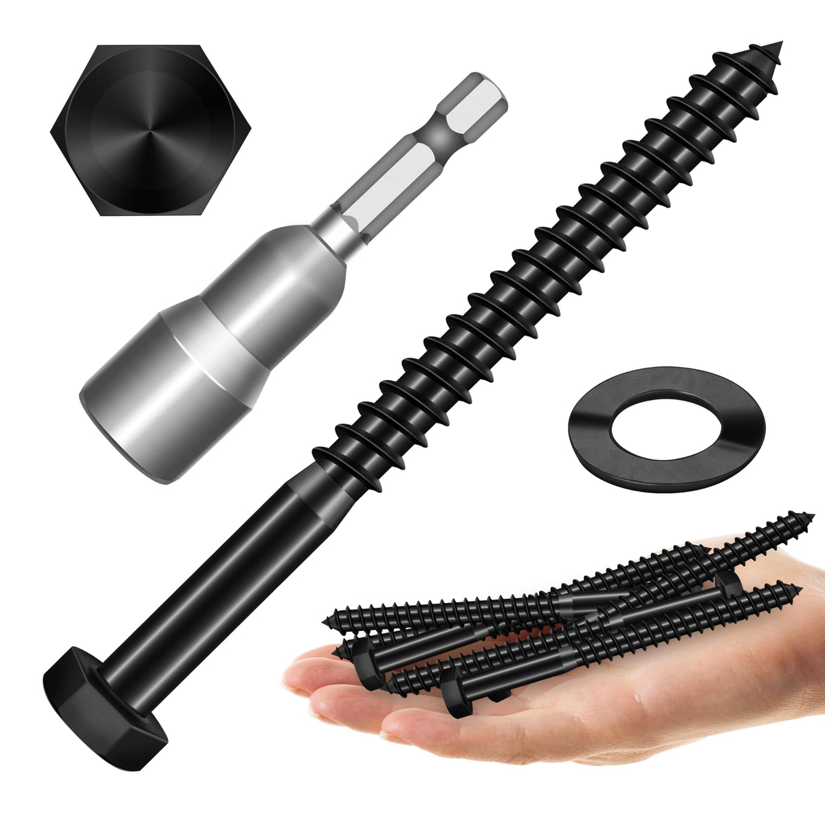 304 Stainless Steel Hex Head Lag Screws with Washers