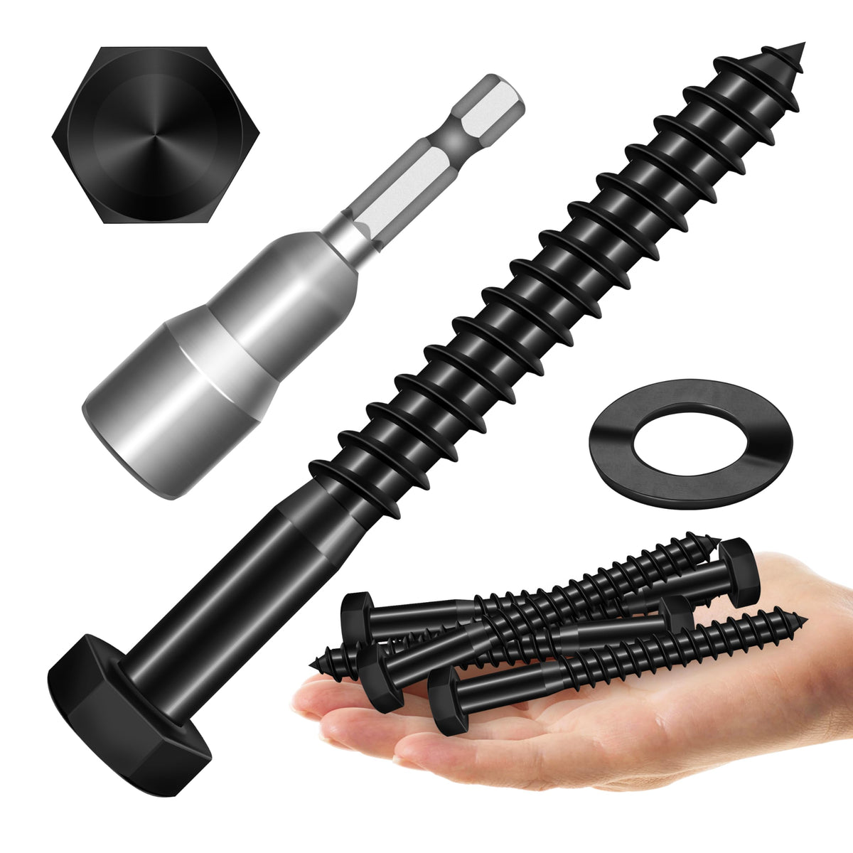 304 Stainless Steel Hex Head Lag Screws with Washers