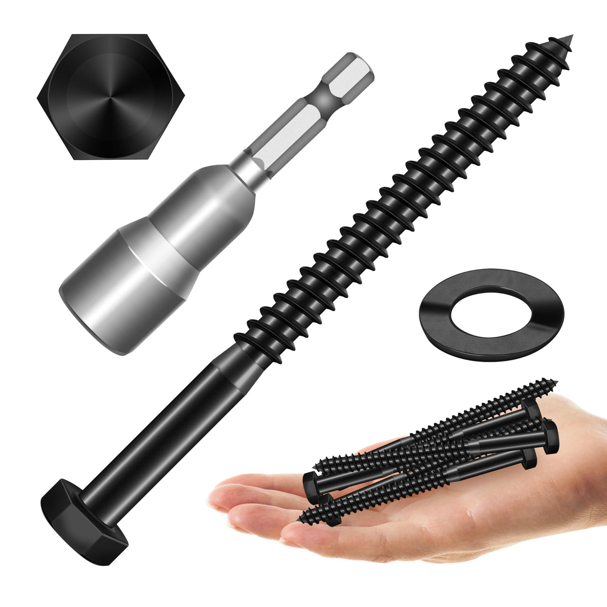 304 Stainless Steel Hex Head Lag Screws with Washers