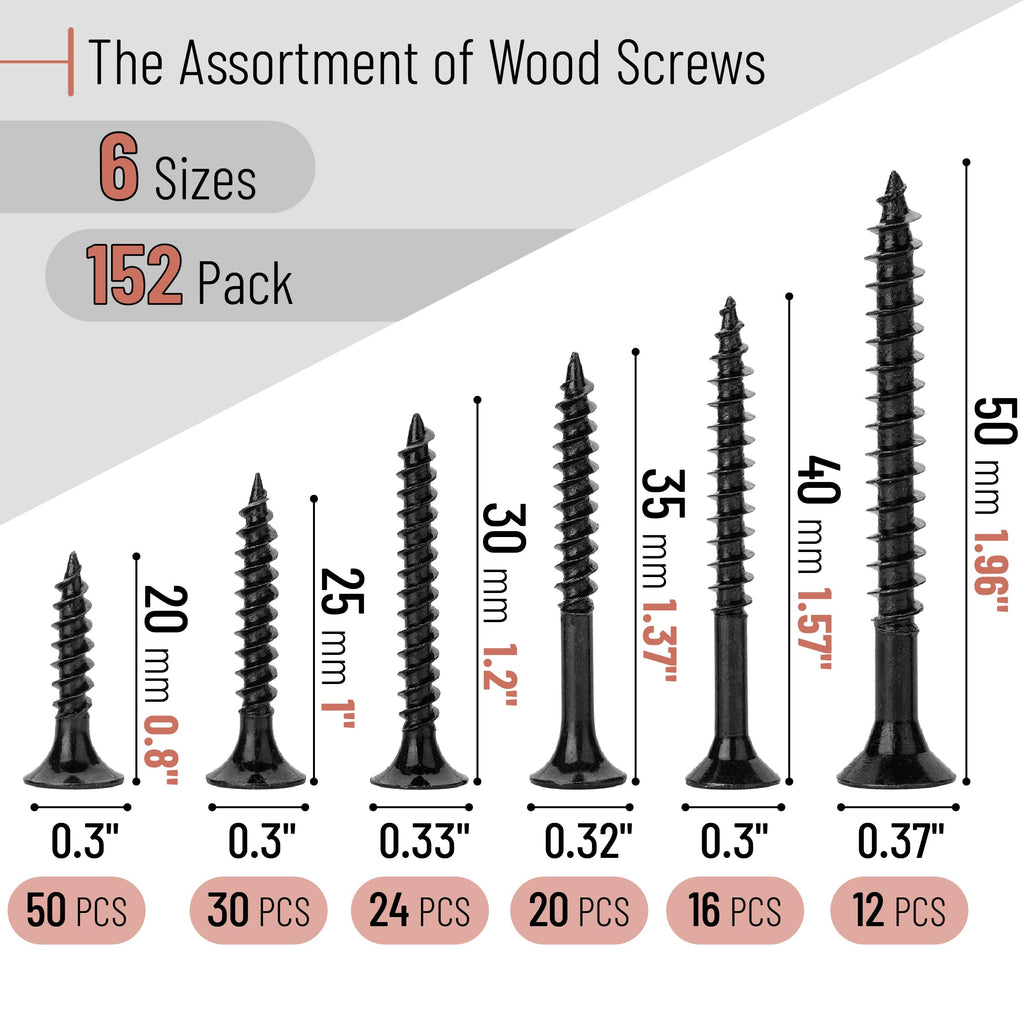 Mr. Pen- Wood Screws Assortment Kit, 152 pcs, Phillips Tips, Wood Screws