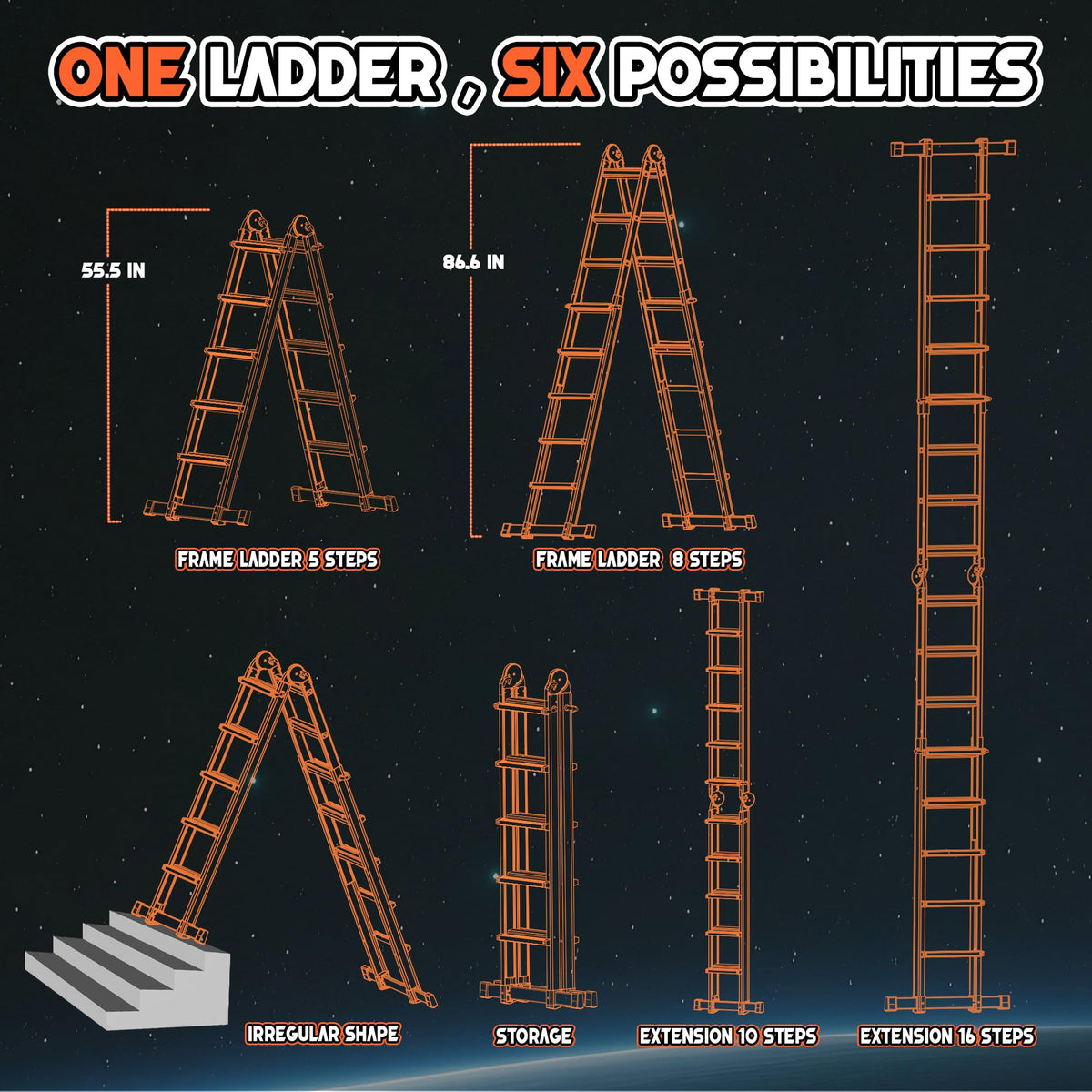 22.5 Ft Multi‑Position A‑Frame Telescoping Ladder