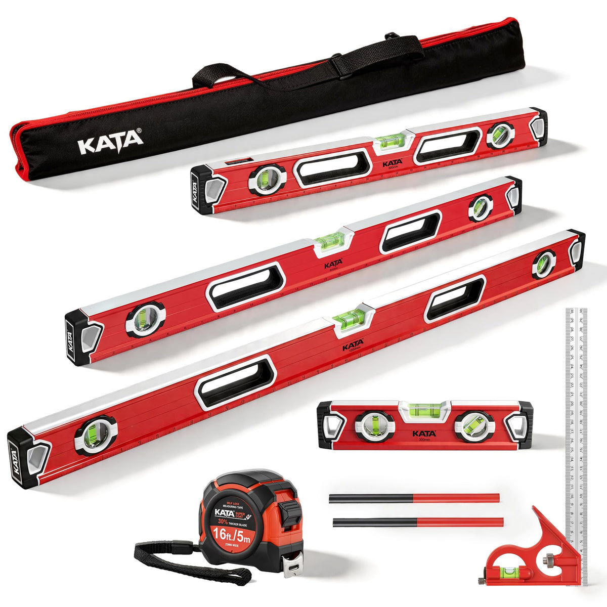 Magnetic Spirit Level Set with Carrying Bag