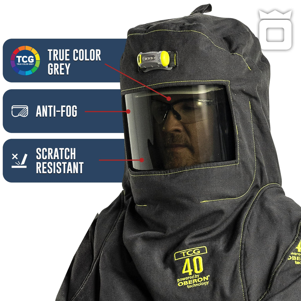 TCG40 Series Arc Flash Hood, Coat with Escape Strap, & Bib Suit Set with HVSL
