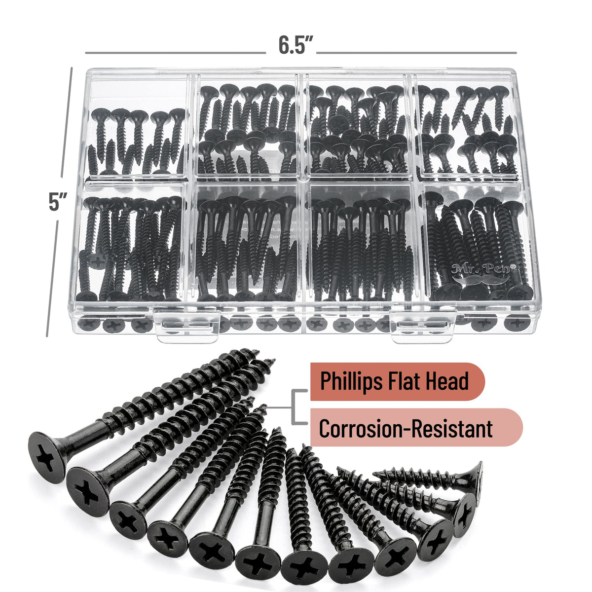Mr. Pen- Wood Screws Assortment Kit, 152 pcs, Phillips Tips, Wood Screws
